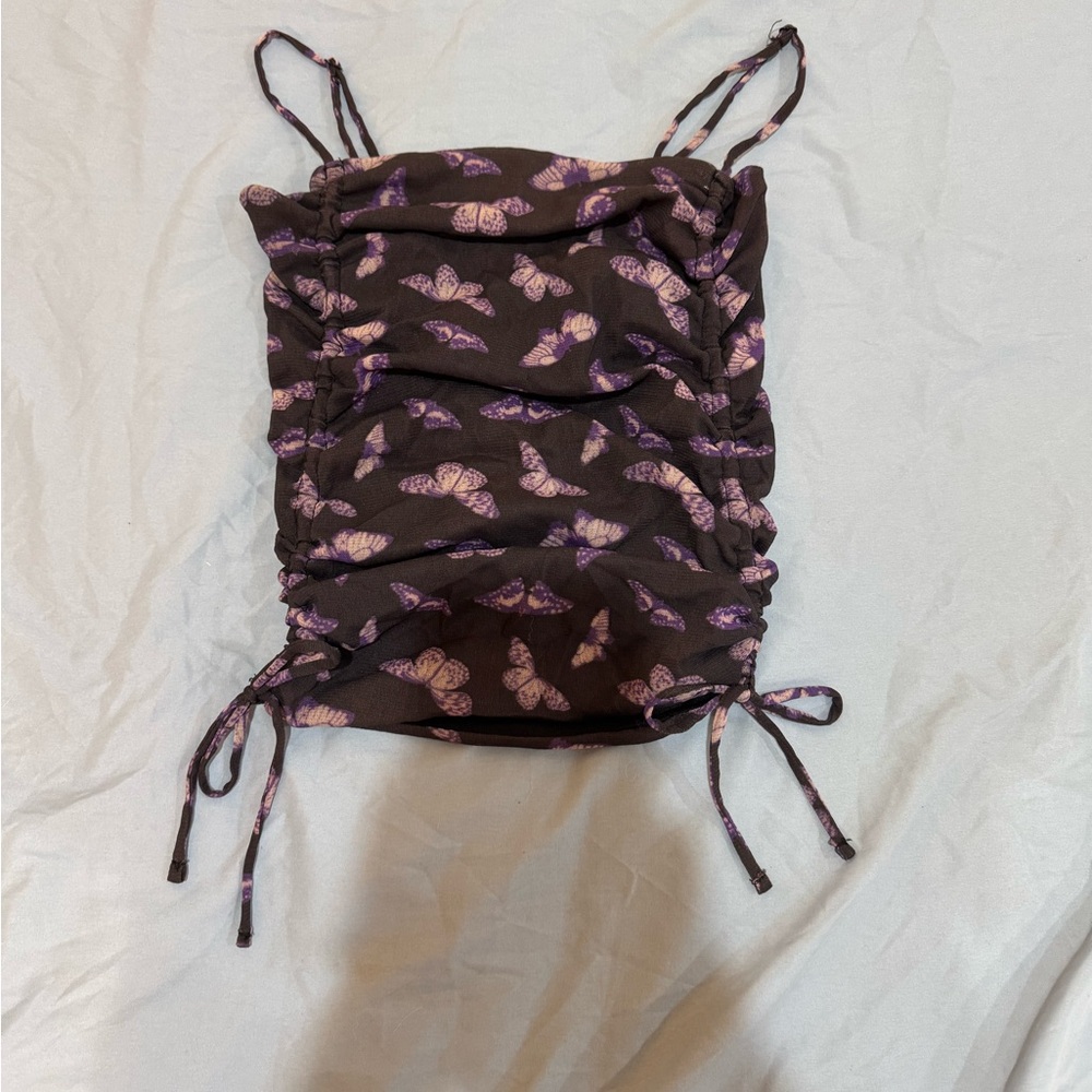 Urban Outfitters Ruched Butterfly Tank Top